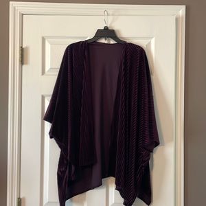 Deep purple velvet open cardigan